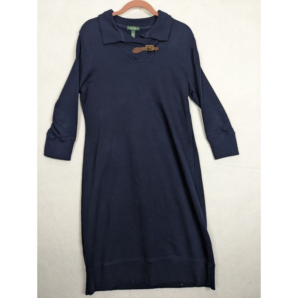 Lauren Jeans Co Womens Navy  Dress  Sz L Buckle Detail Cotton Long Sleeve